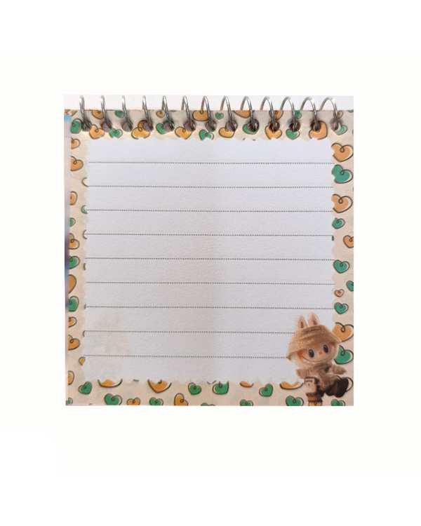 دفترچه یادداشت سیمی 60 برگ کاغذ حاشیه دار طرح لبوبو Labubu کد 001 - تصویر 2