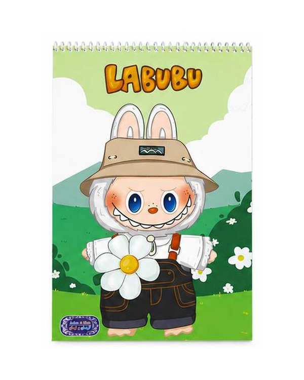 دفتر نقاشی 50 برگ سایز A4 پشت وایت برد طرح لبوبو Labubu