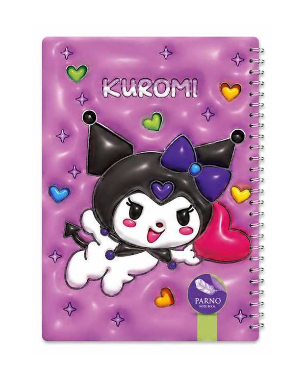 دفتر مشق سیمی 100 برگ بنفش طرح کرومی Kuromi کد 001