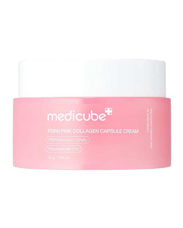 کرم کپسولی PDRN کلاژن صورتی مدیکیوب Medicube سفت کننده و جوانساز پوست سری PDRN Pink Collagen مدل Capsule Cream حجم 55 گرم