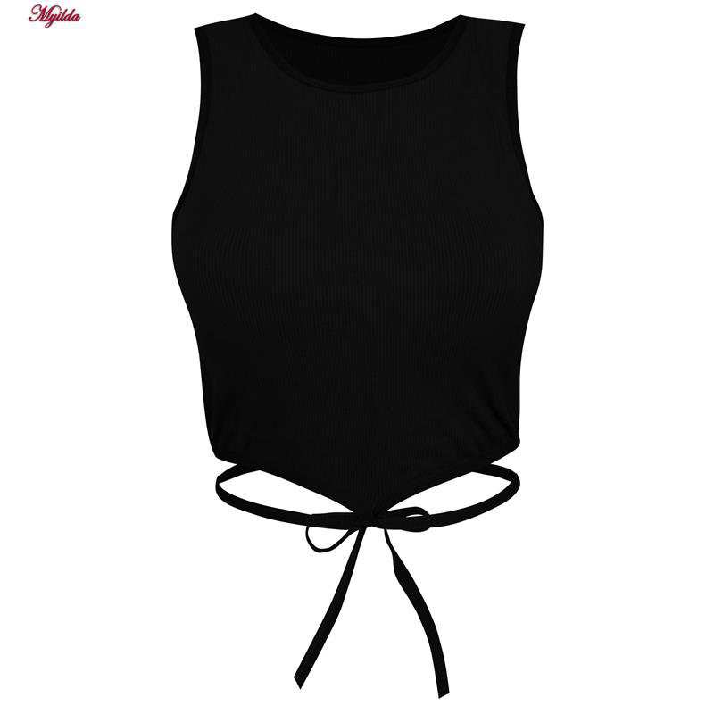 کراپ تاپ زنانه مدل بندی مشکی کد 4582 ماییلدا