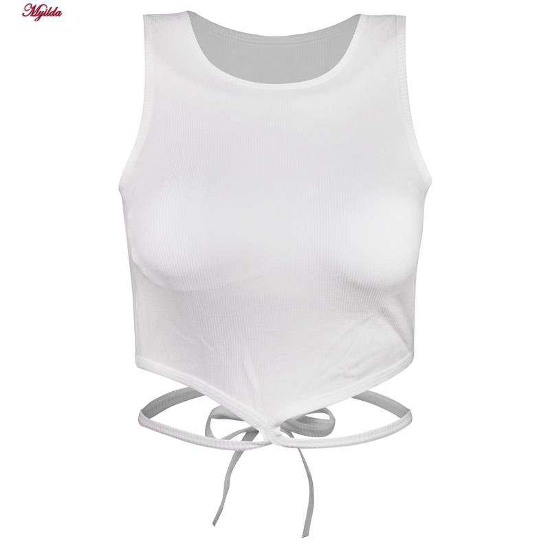 کراپ تاپ زنانه مدل بندی سفید کد 4582 ماییلدا