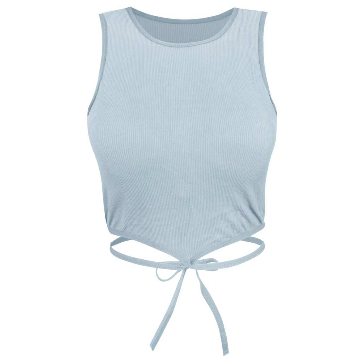 کراپ تاپ زنانه مدل بندی آبی روشن کد 4582 ماییلدا