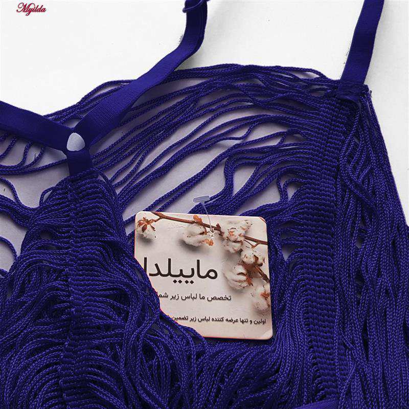 لباس خواب زنانه مدل ریش ریش سرمه ای کد 4438 ماییلدا