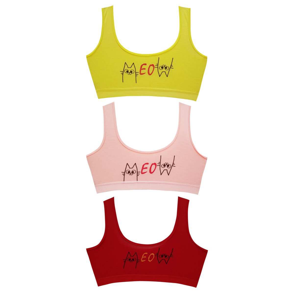 نیم تنه دخترانه مدل بدون پد کد 4597-RPY بسته 3 عددی ماییلدا