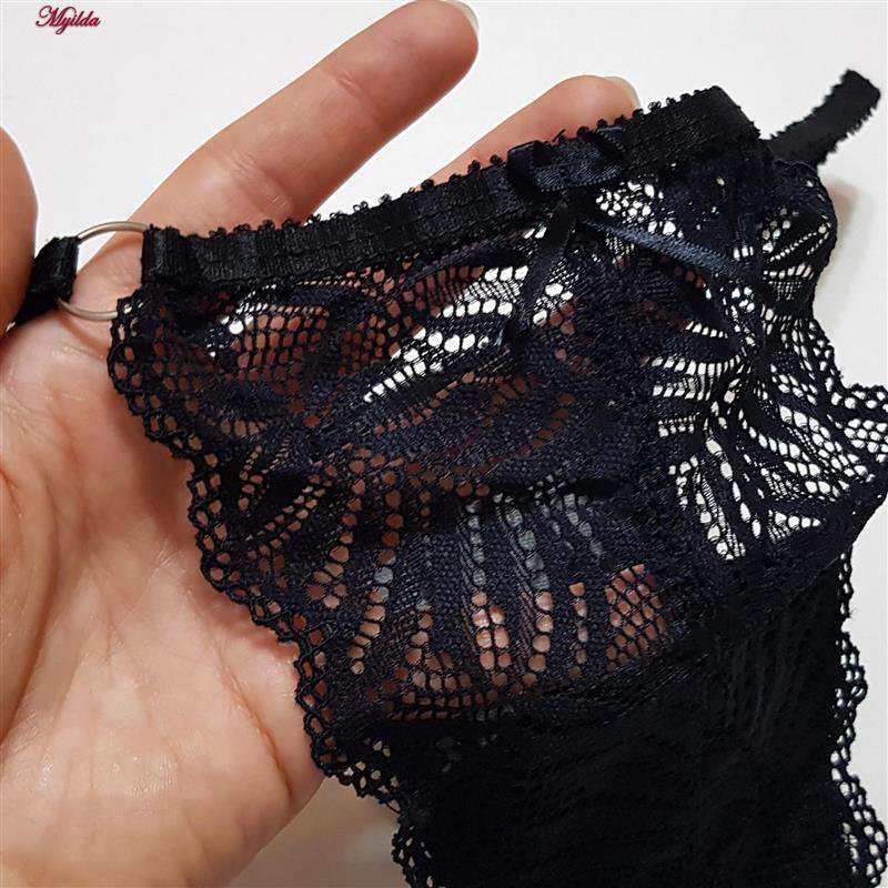 ست شورت و سوتین گیپور هارنس دار زنانه کارنا رز مدل فنردار مشکی کد 4673-3150 ماییلدا