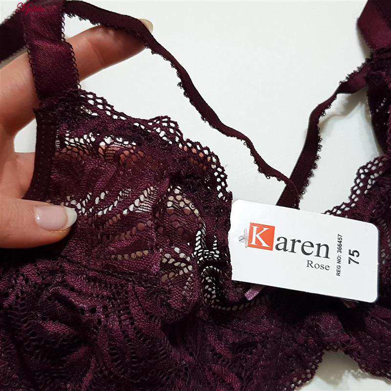 ست شورت و سوتین گیپور هارنس دار زنانه کارنا رز مدل فنردار عنابی کد 4673-3150 ماییلدا