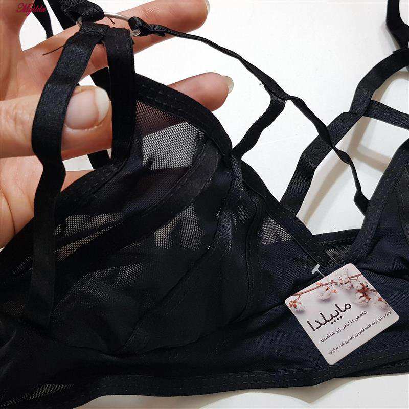 ست شورت و نیم تنه زنانه فانتزی مدل بدون فنر توری مشکی کد 4685-4120 ماییلدا
