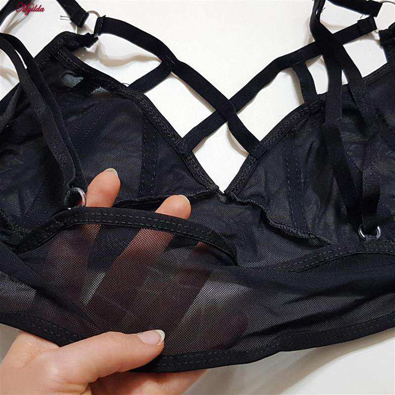 ست شورت و نیم تنه زنانه فانتزی مدل بدون فنر توری مشکی کد 4685-4120 ماییلدا