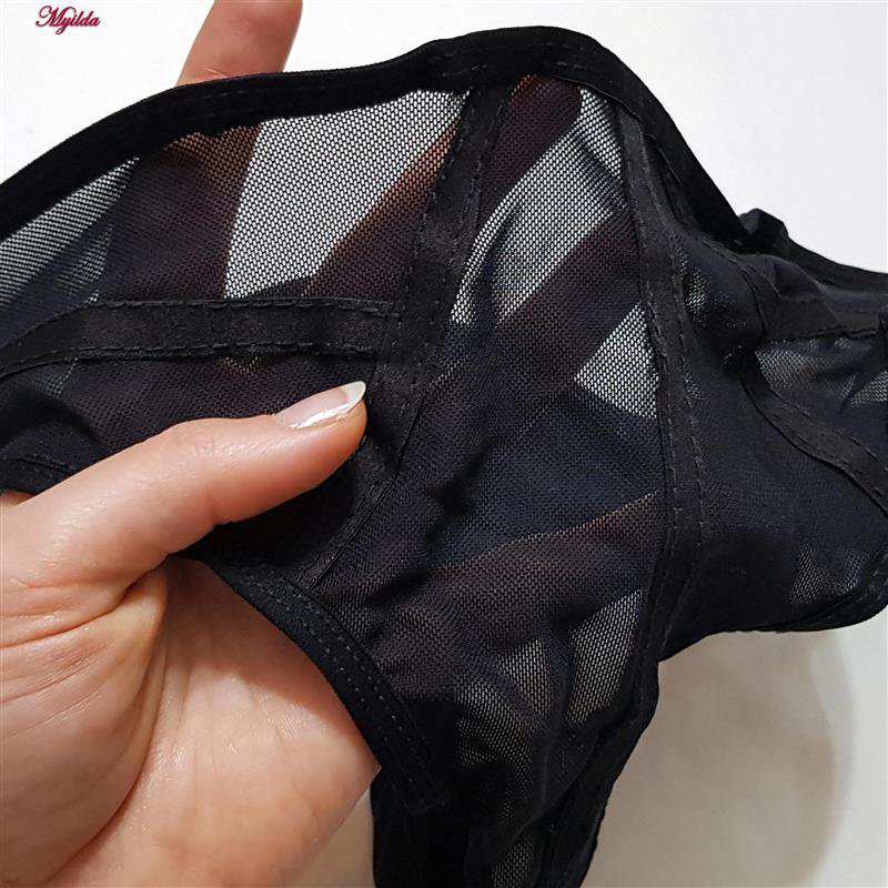 ست شورت و نیم تنه زنانه فانتزی مدل بدون فنر توری مشکی کد 4685-4120 ماییلدا