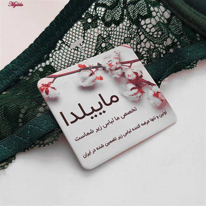 ست شورت و سوتین زنانه مدل فانتزی نگین دار پوش آپ رنگ کله غازی کد 4616 ماییلدا