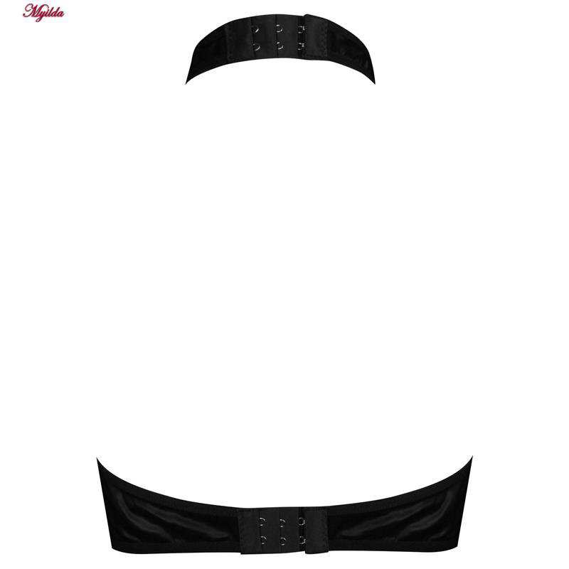 ست شورت و سوتین زنانه مدل اسفنجی چرم مشکی کد 4716-883 ماییلدا