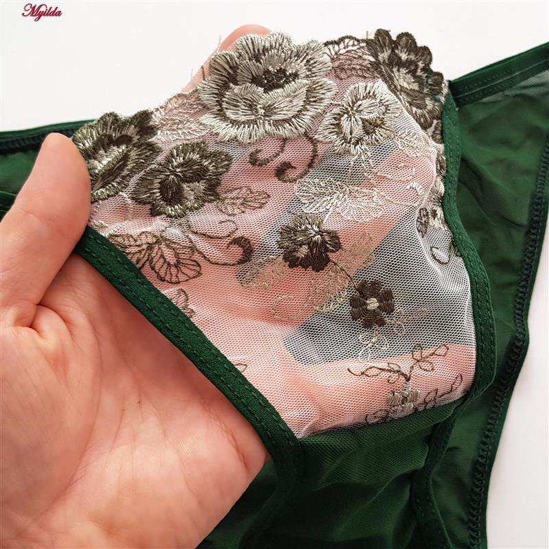 ست شورت و سوتین زنانه نانسی مدل دانتل اروپایی سبز کد 4692-7978 ماییلدا