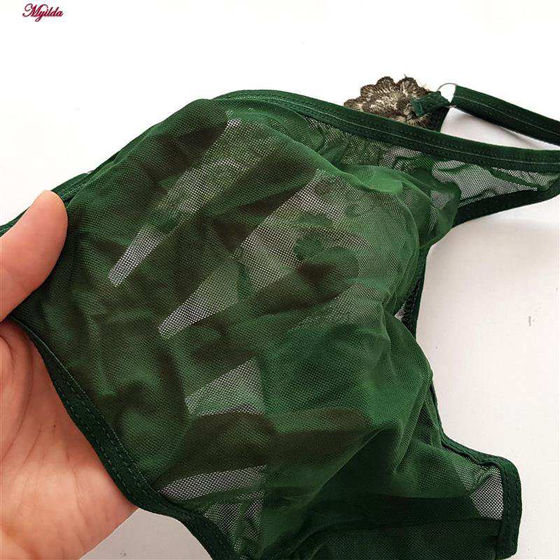 ست شورت و سوتین زنانه نانسی مدل دانتل اروپایی سبز کد 4692-7978 ماییلدا