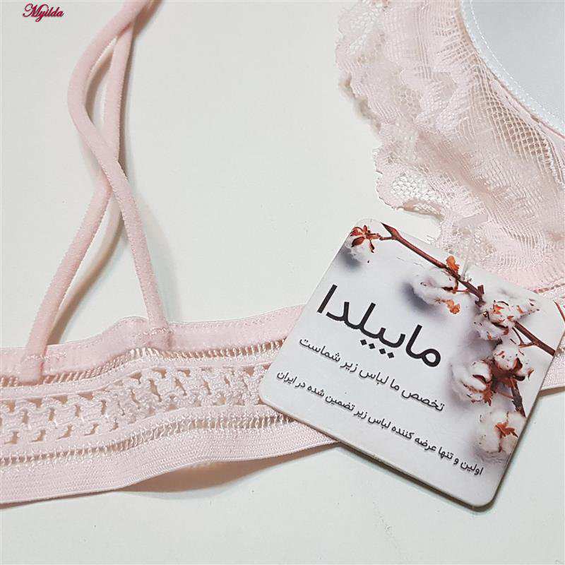 ست شورت و سوتین زنانه صورتی مدل گیپوری بدون فنر کد 4752 ماییلدا