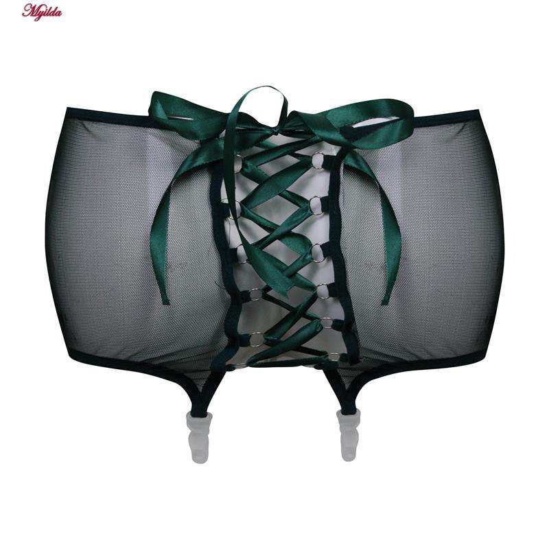 ست شورت و سوتین توری زنانه کد 4783-1828 به همراه نگهدارنده جوراب ماییلدا
