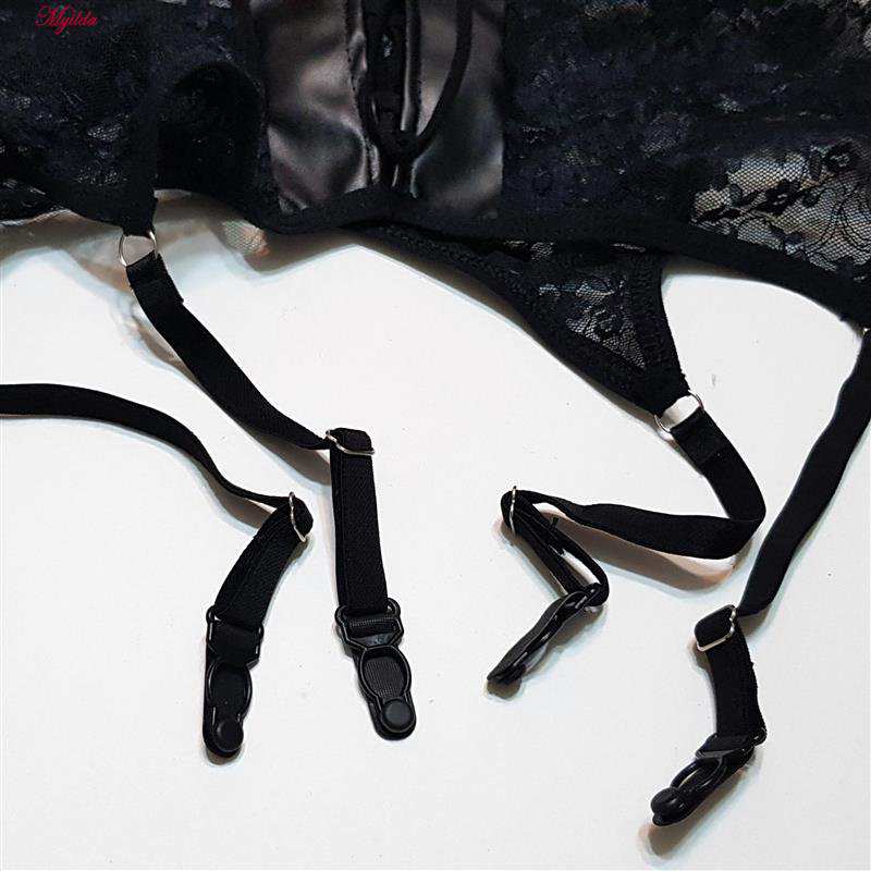 ست فانتزی زنانه چرم به همراه شورت و جوراب مدل 4761-428 رنگ مشکی ماییلدا