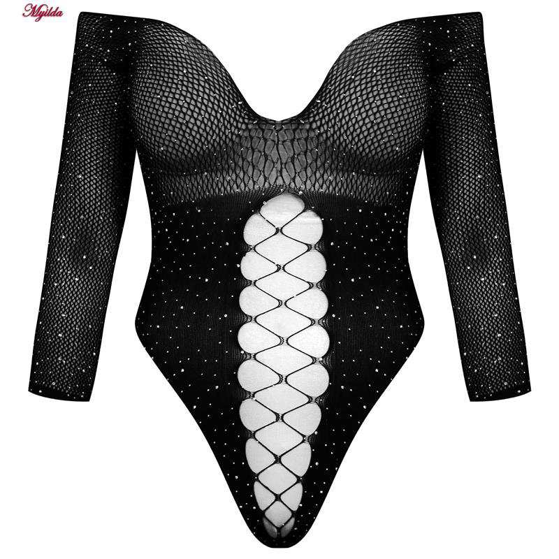 بادی فانتزی نگین دار زنانه مشکی کد 4860-7178 ماییلدا