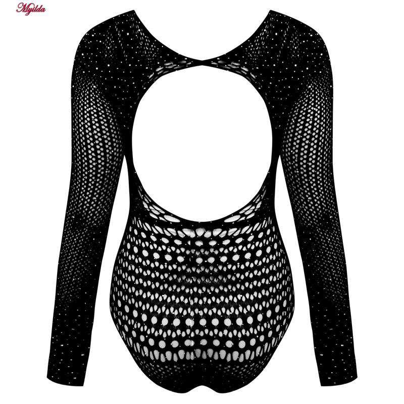 بادی فانتزی نگین دار زنانه مشکی کد 4860-7195 ماییلدا