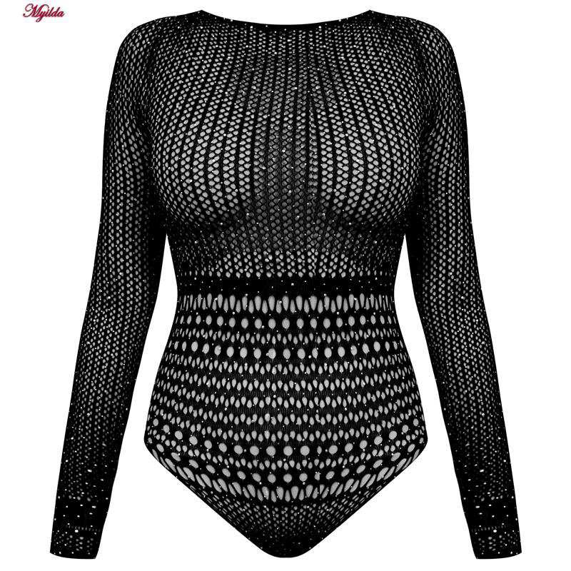 بادی فانتزی نگین دار زنانه مشکی کد 4860-7195 ماییلدا