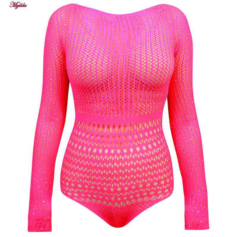 بادی فانتزی نگین دار زنانه صورتی کد 4860-7195 ماییلدا