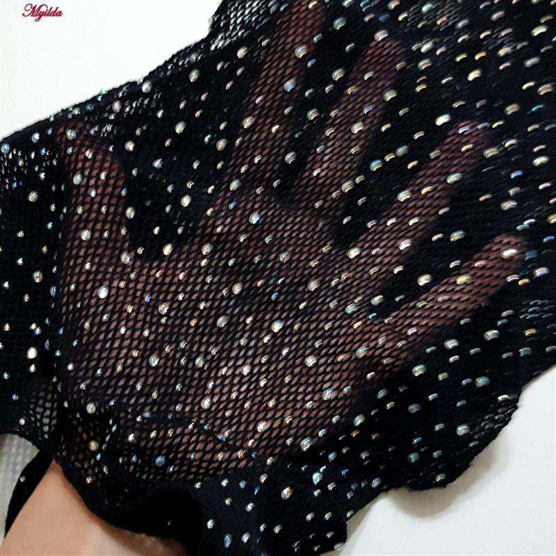 بادی فانتزی زنانه مدل نگین دار کد 4860-7228 رنگ مشکی ماییلدا