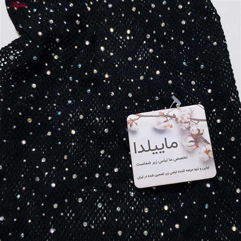 بادی فانتزی زنانه مدل نگین دار کد 4860-7228 رنگ مشکی ماییلدا