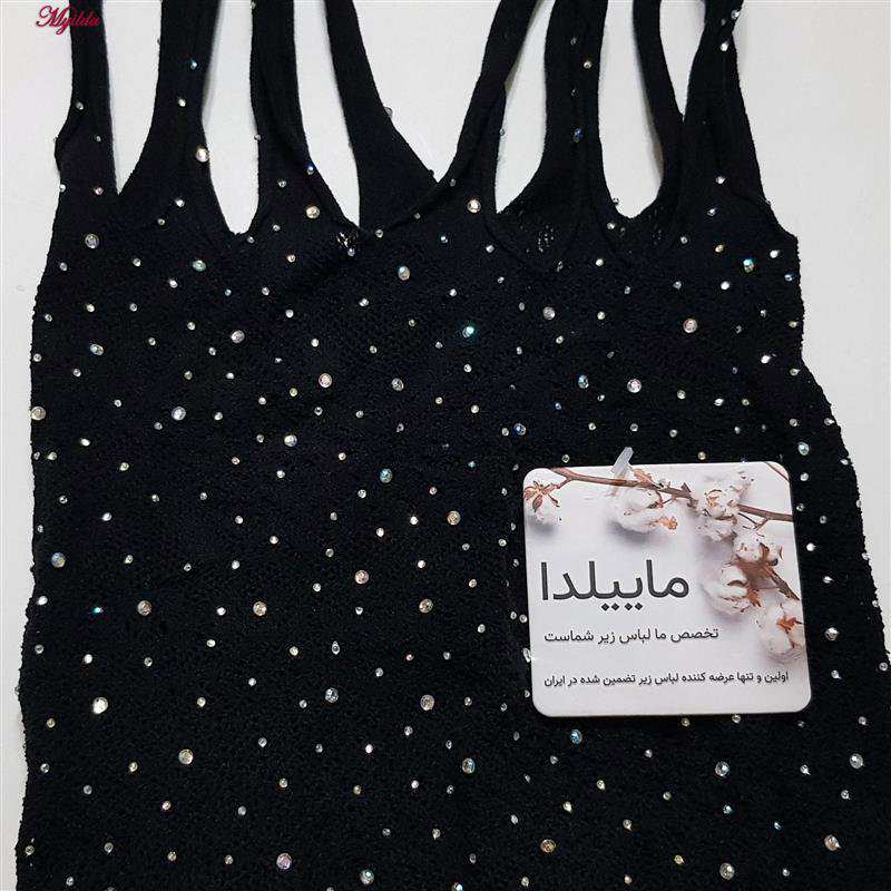 سرهمی فانتزی زنانه مدل نگین دار کد 4860-7177 رنگ مشکی ماییلدا