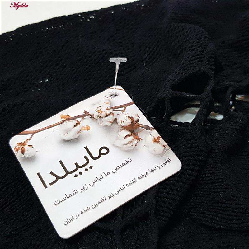 سرهمی فانتزی زنانه مدل پیراهن آستین سه ربع کد 4855-7043 رنگ مشکی ماییلدا