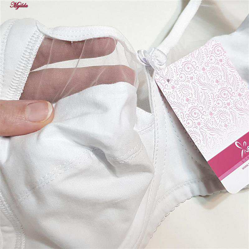 سوتین زنانه اما مدل نخی بالا شیشه ای سفید کد 4928-4100 ماییلدا