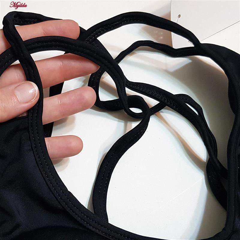 نیم تنه ورزشی زنانه مدل پشت ضربدری پد متحرک مشکی کد 4891-603 ماییلدا