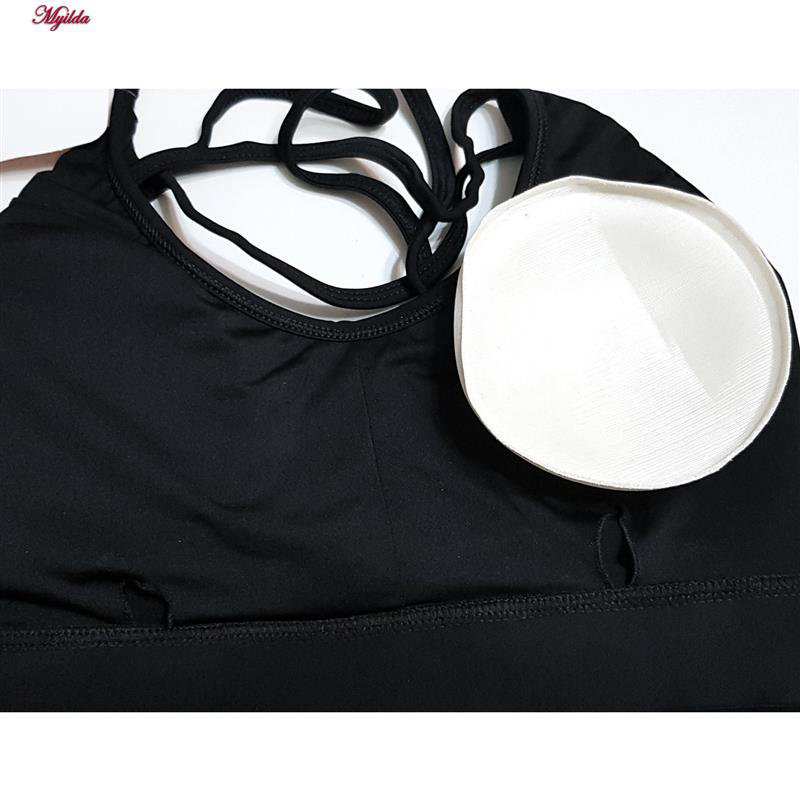 نیم تنه ورزشی زنانه مدل پشت ضربدری پد متحرک مشکی کد 4891-603 ماییلدا