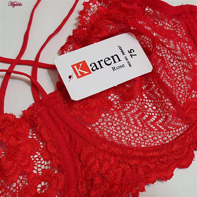 سوتین فنردار زنانه کارنا رز مدل گیپور هارنس دار قرمز کد 4935-315-4 ماییلدا
