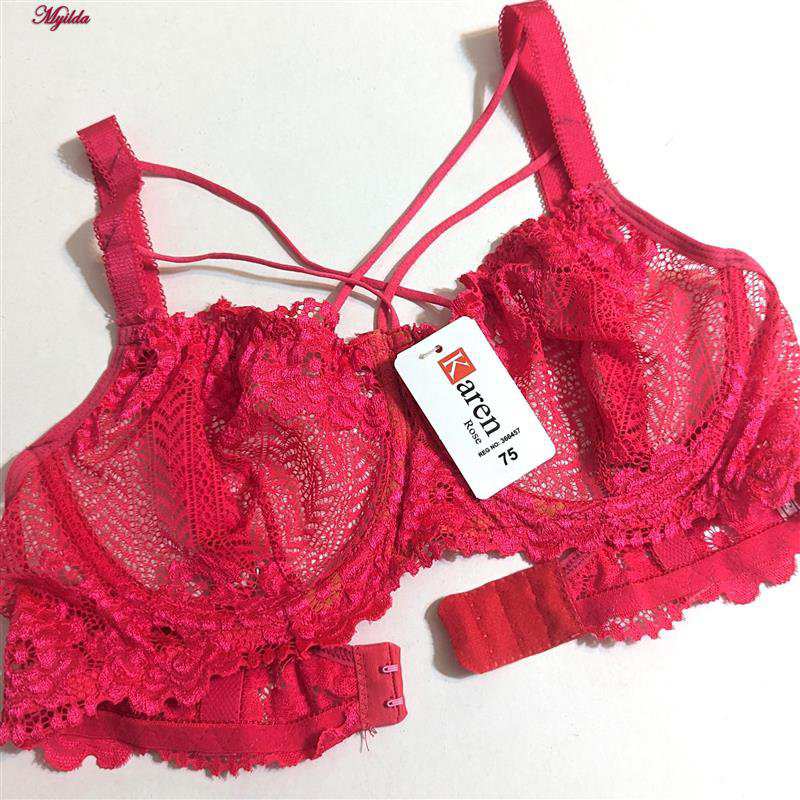سوتین فنردار زنانه کارنا رز مدل گیپور هارنس دار صورتی کد 4935-315-4 ماییلدا
