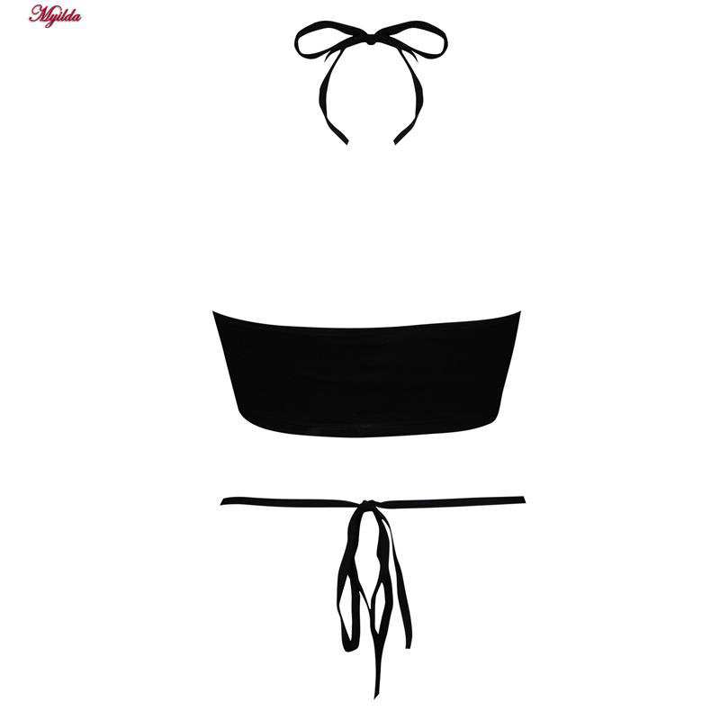 کراپ تاپ زنانه پاپیلون مدل بندی گره ای مشکی کد 4944-440 ماییلدا