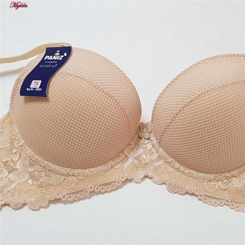ست شورت و سوتین زنانه پانیذ مدل فنردار بند متحرک کاپ اسفنجی کرم کد 4958 ماییلدا