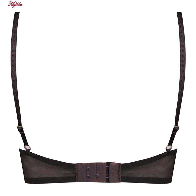 ست شورت و سوتین زنانه فیتن مدل فنردار گیپور طرح دار شکلاتی کد 4952-11 ماییلدا