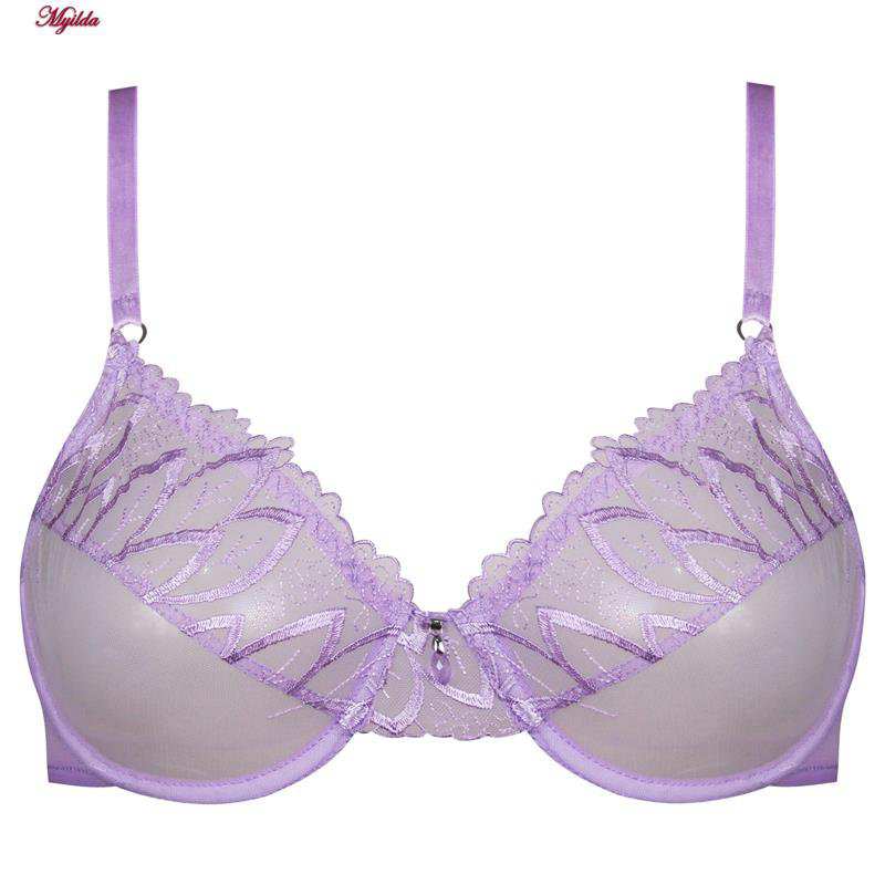 ست شورت و سوتین زنانه فیتن مدل فنردار گیپور طرح دار یاسی کد 4952-10 ماییلدا