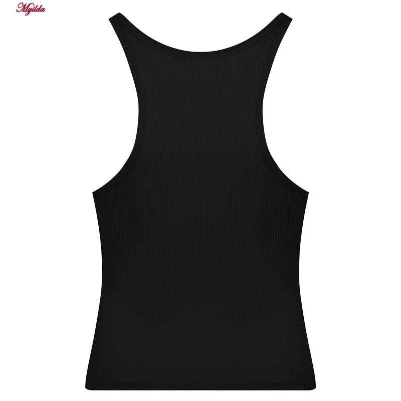 کراپ تاپ زنانه مدل بند سیلیکونی پددار مشکی کد 4980 ماییلدا