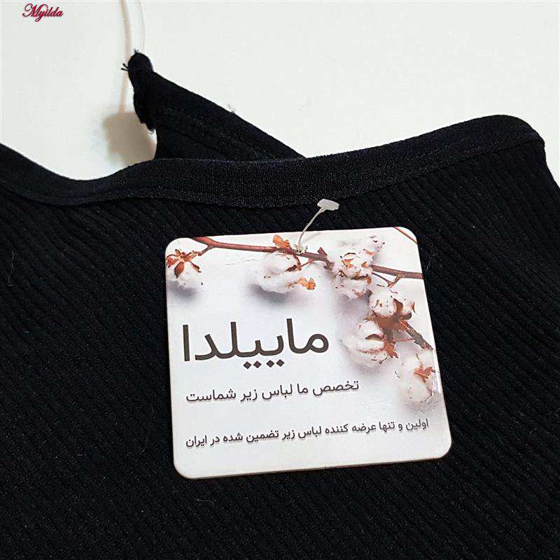 کراپ تاپ زنانه مدل بند سیلیکونی پددار مشکی کد 4980 ماییلدا