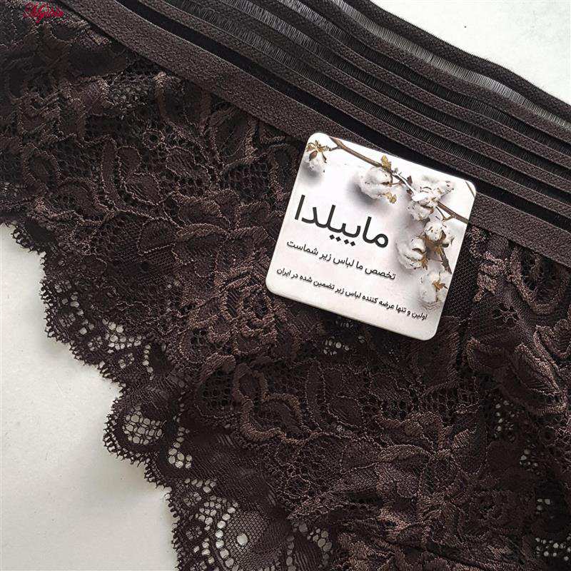 شورت زنانه مدل گیپور گلدار قهوه ای کد 4981-2218 ماییلدا