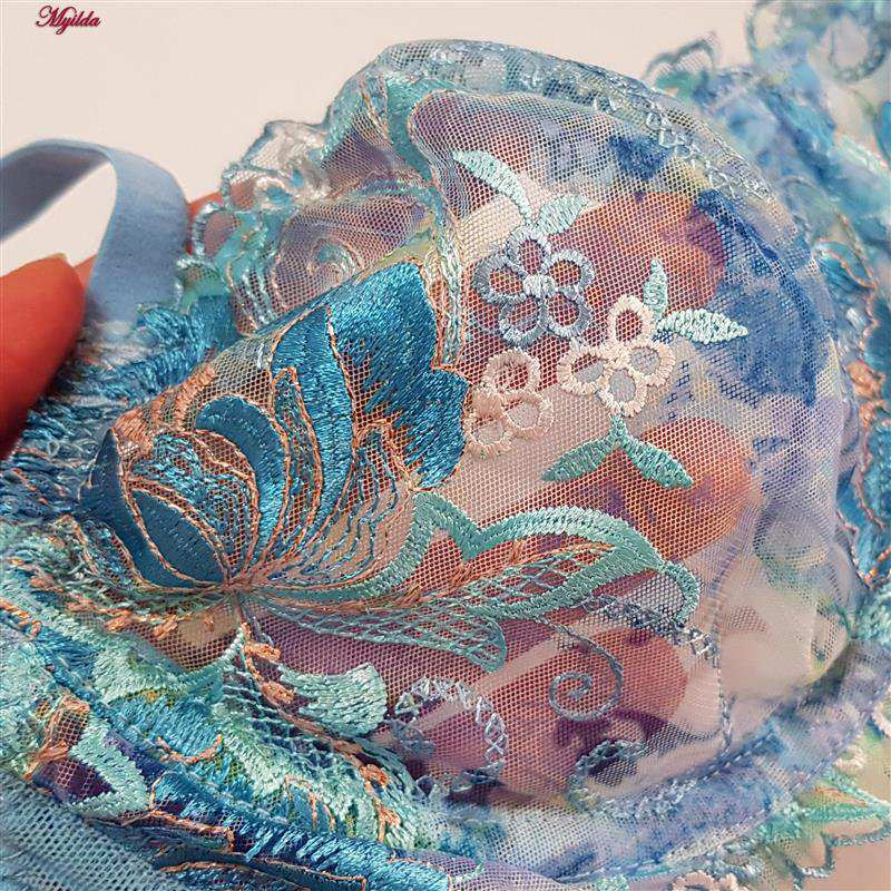 ست شورت و سوتین زنانه فنردار آبی روشن پدلی کد 5115-P202 ماییلدا