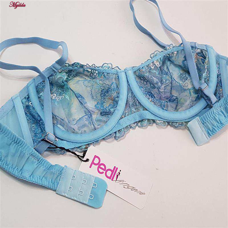 ست شورت و سوتین زنانه فنردار آبی روشن پدلی کد 5115-P202 ماییلدا