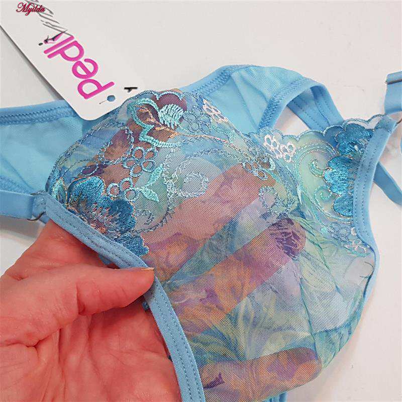ست شورت و سوتین زنانه فنردار آبی روشن پدلی کد 5115-P202 ماییلدا