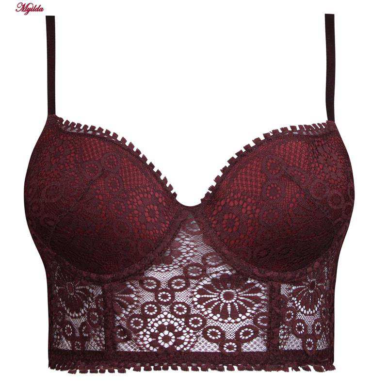 ست شورت و سوتین زنانه برتا مدل فنردار گیپور گلدار کد 5134-6043 رنگ زرشکی ماییلدا