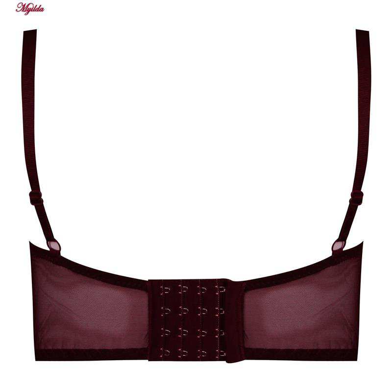 ست شورت و سوتین زنانه برتا مدل فنردار گیپور گلدار کد 5134-6043 رنگ زرشکی ماییلدا