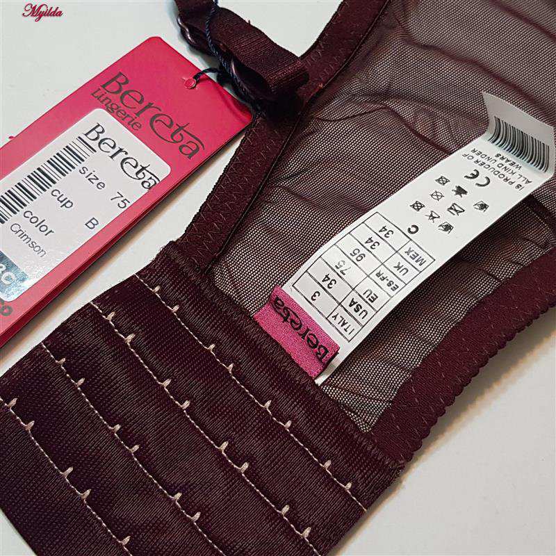 ست شورت و سوتین زنانه برتا مدل فنردار گیپور گلدار کد 5134-6043 رنگ زرشکی ماییلدا