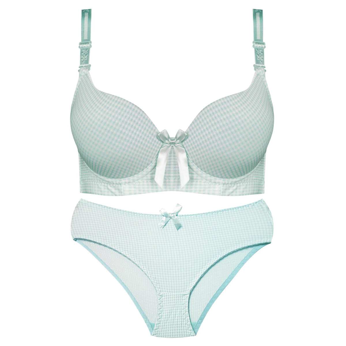 ست شورت و سوتین زنانه پدلی مدل بند متحرک فنردار چهارخانه کد 5125-P131 ماییلدا