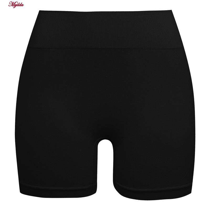 ست نیم تنه و شلوارک ورزشی زنانه ماییلدا مدل سیملس پشت چین دار پددار کد 5172 رنگ مشکی