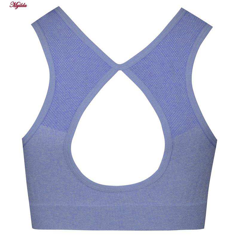 ست نیم تنه و شلوارک ورزشی زنانه ماییلدا مدل سیملس پشت چین دار پددار کد 5172 رنگ آبی